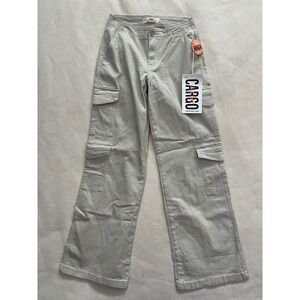YMI Womens High Rise Wide Leg Cargo Pants Beige Utility P190321 Size 1/25 NWT